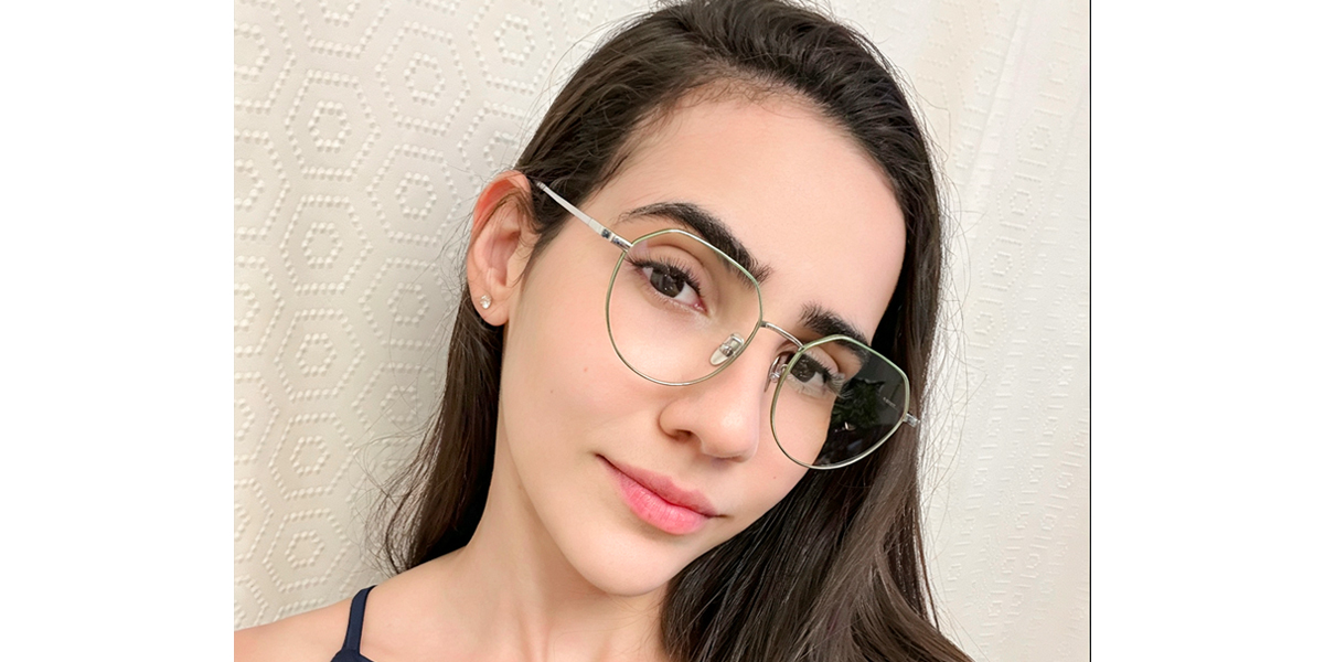 Green Geometric Elegant Titanium Eyeglasses