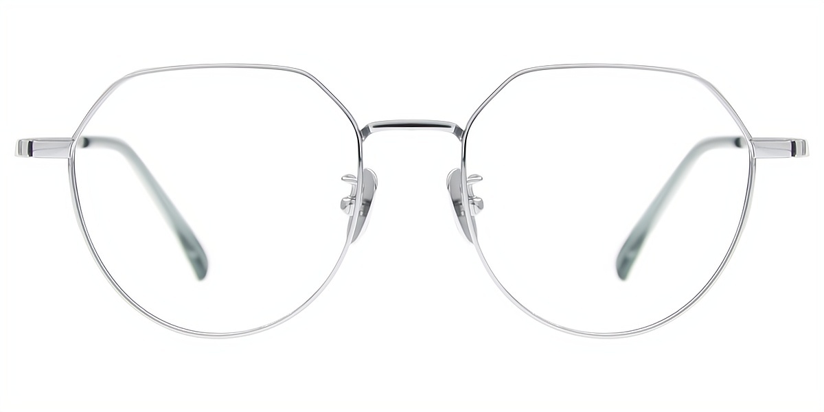 Silver Geometric Elegant Titanium Eyeglasses