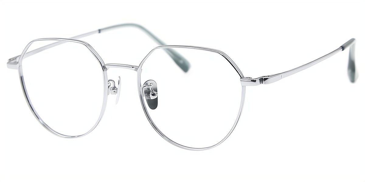 Silver Geometric Elegant Titanium Eyeglasses