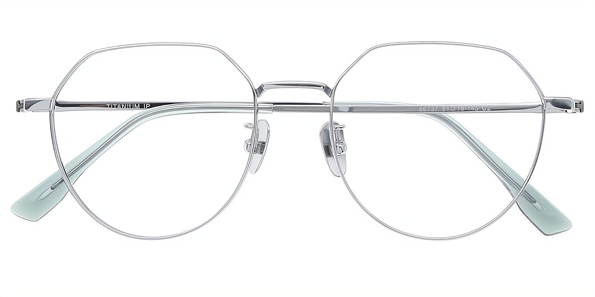 Silver Geometric Elegant Titanium Eyeglasses