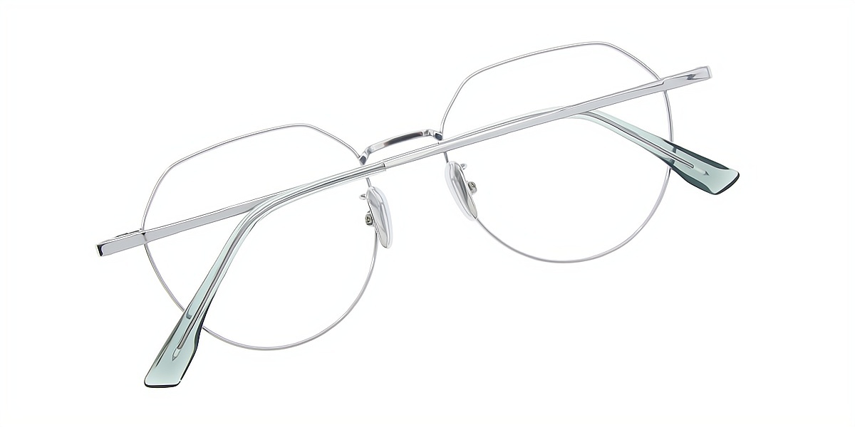 Silver Geometric Elegant Titanium Eyeglasses