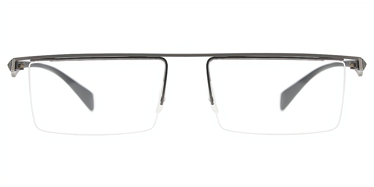 Gray Rectangle Classic Metal Eyeglasses