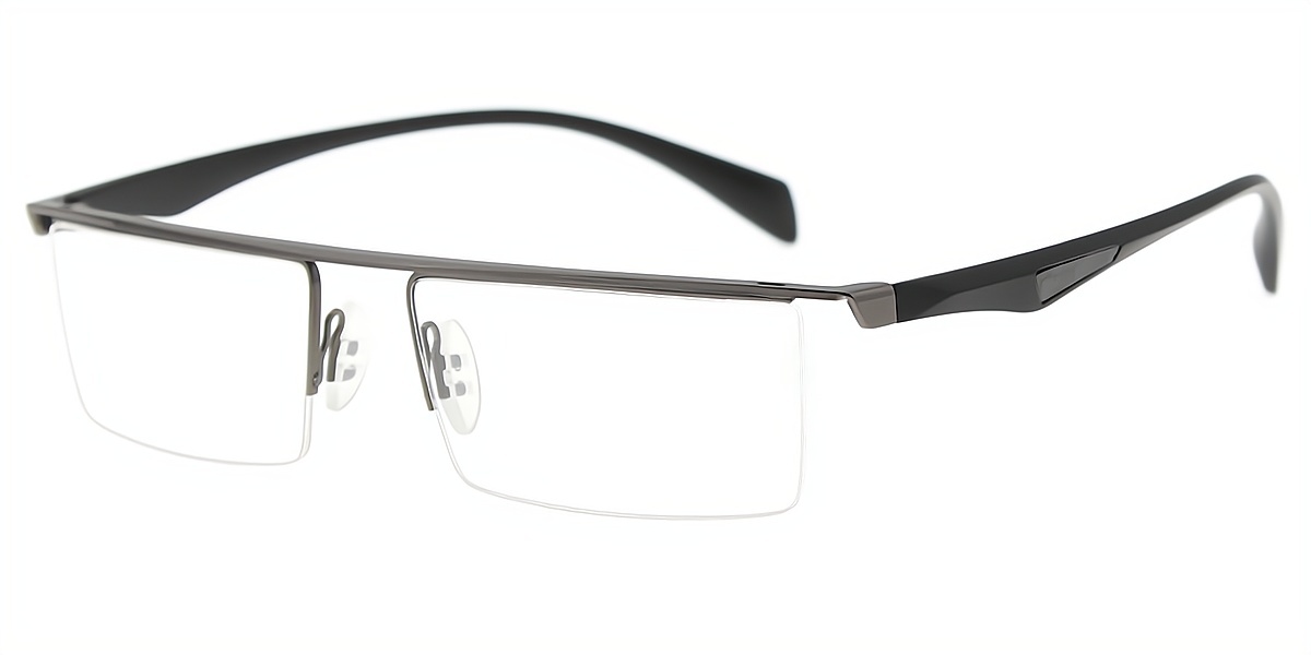 Gray Rectangle Classic Metal Eyeglasses