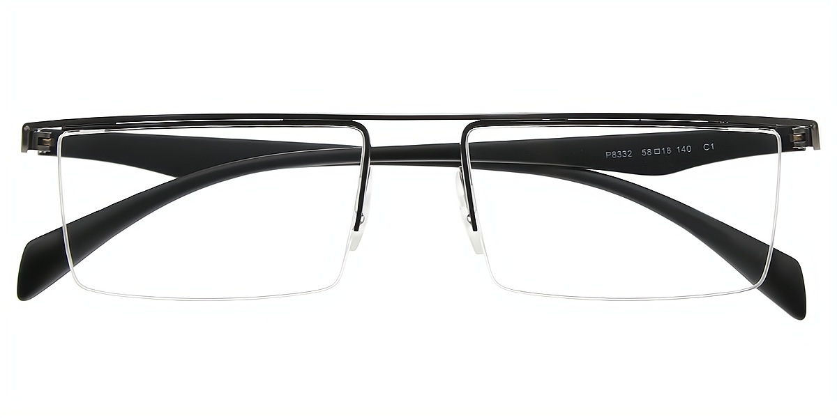 Gray Rectangle Classic Metal Eyeglasses