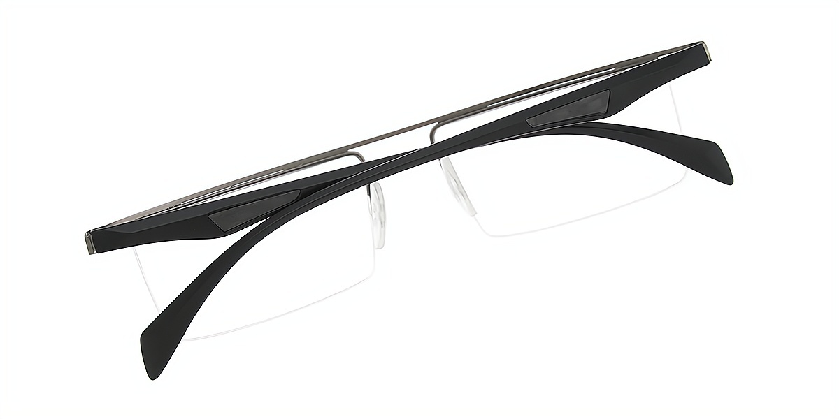 Gray Rectangle Classic Metal Eyeglasses