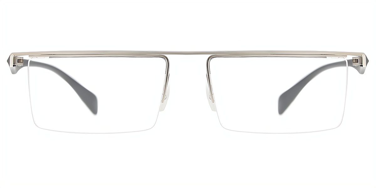 Silver Rectangle Classic Metal Eyeglasses
