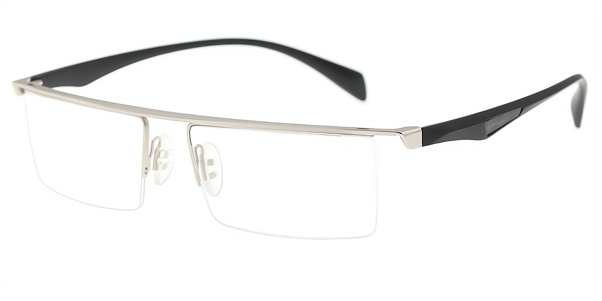 Silver Rectangle Classic Metal Eyeglasses