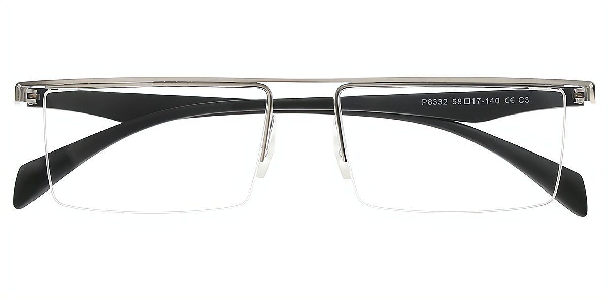 Silver Rectangle Classic Metal Eyeglasses