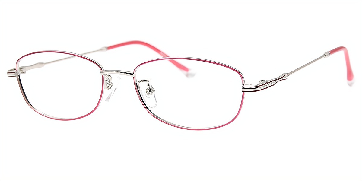 Pink Oval Elaborate Metal Eyeglasses