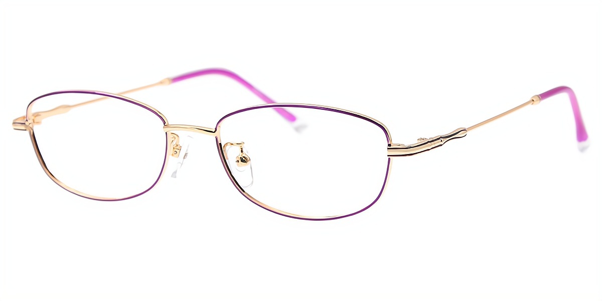 Purple Oval Elaborate Metal Eyeglasses