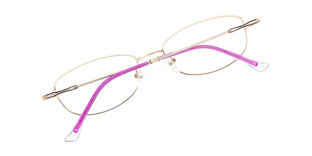 Purple Oval Elaborate Metal Eyeglasses