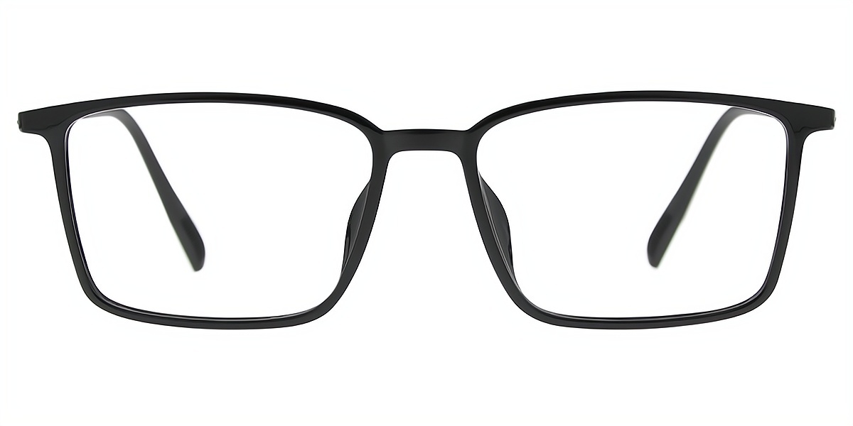 Black Rectangle Simple Mixed Materials Eyeglasses