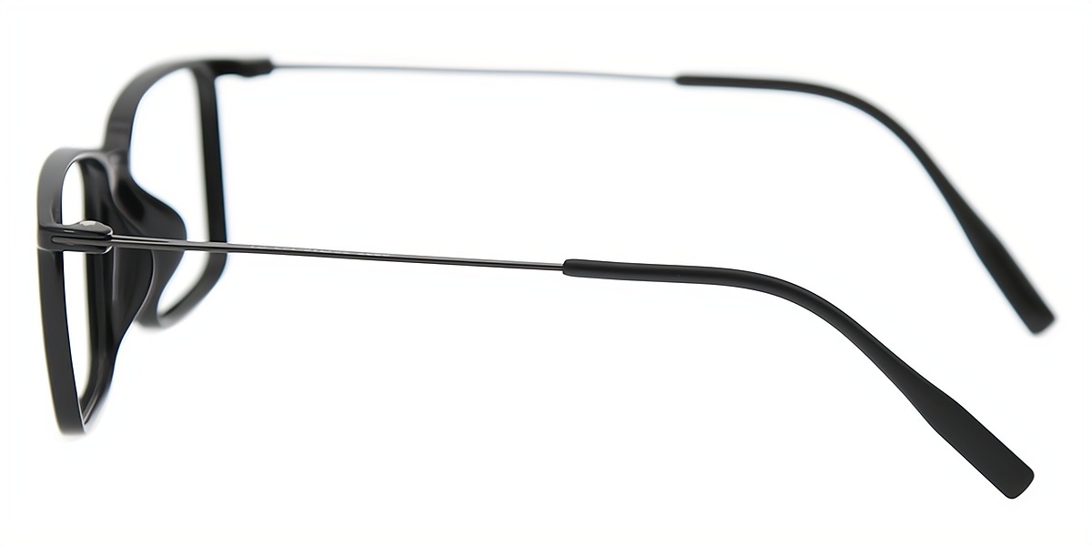 Black Rectangle Simple Mixed Materials Eyeglasses