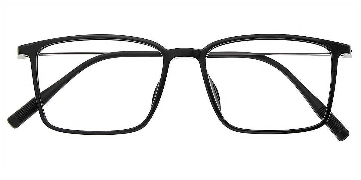 Black Rectangle Simple Mixed Materials Eyeglasses