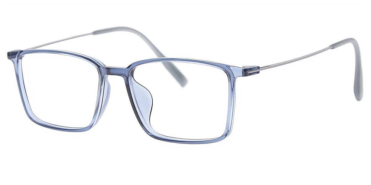 Blue Rectangle Simple Mixed Materials Eyeglasses