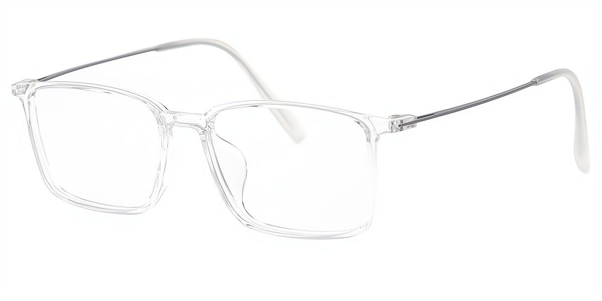 Clear Rectangle Simple Mixed Materials Eyeglasses