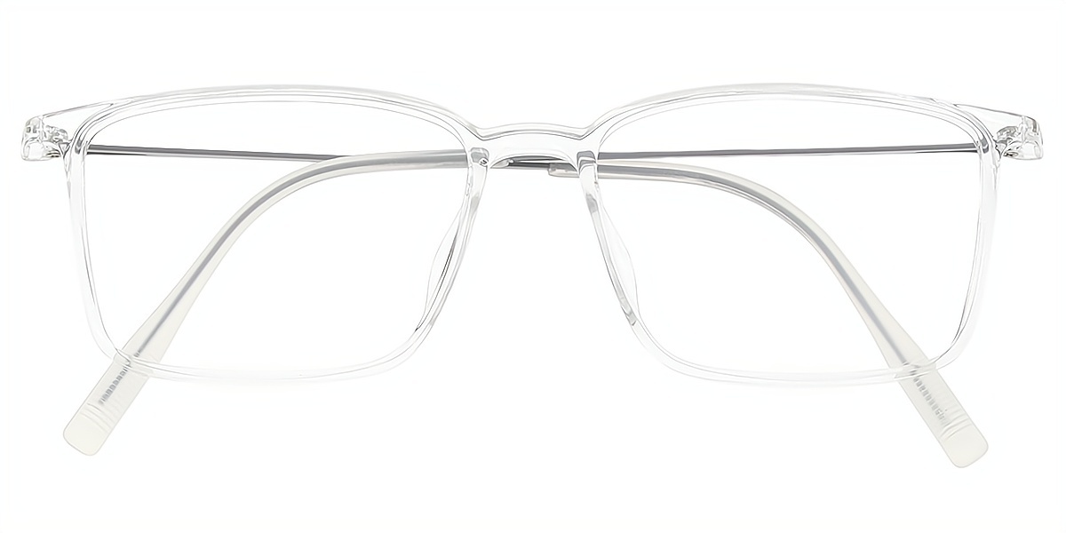 Clear Rectangle Simple Mixed Materials Eyeglasses