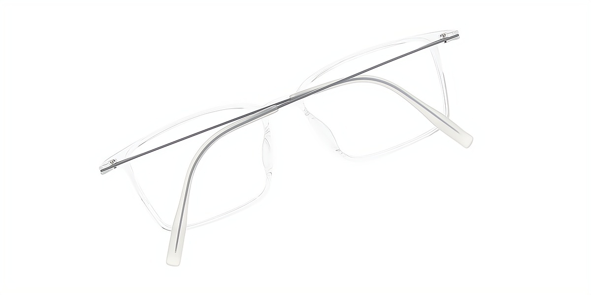 Clear Rectangle Simple Mixed Materials Eyeglasses