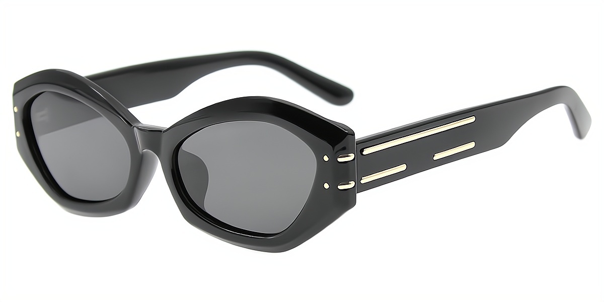 Black Geometric Modish Plastic Eyeglasses