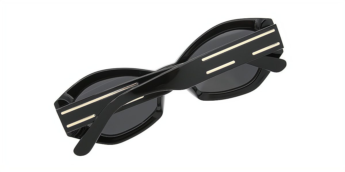 Black Geometric Modish Plastic Eyeglasses