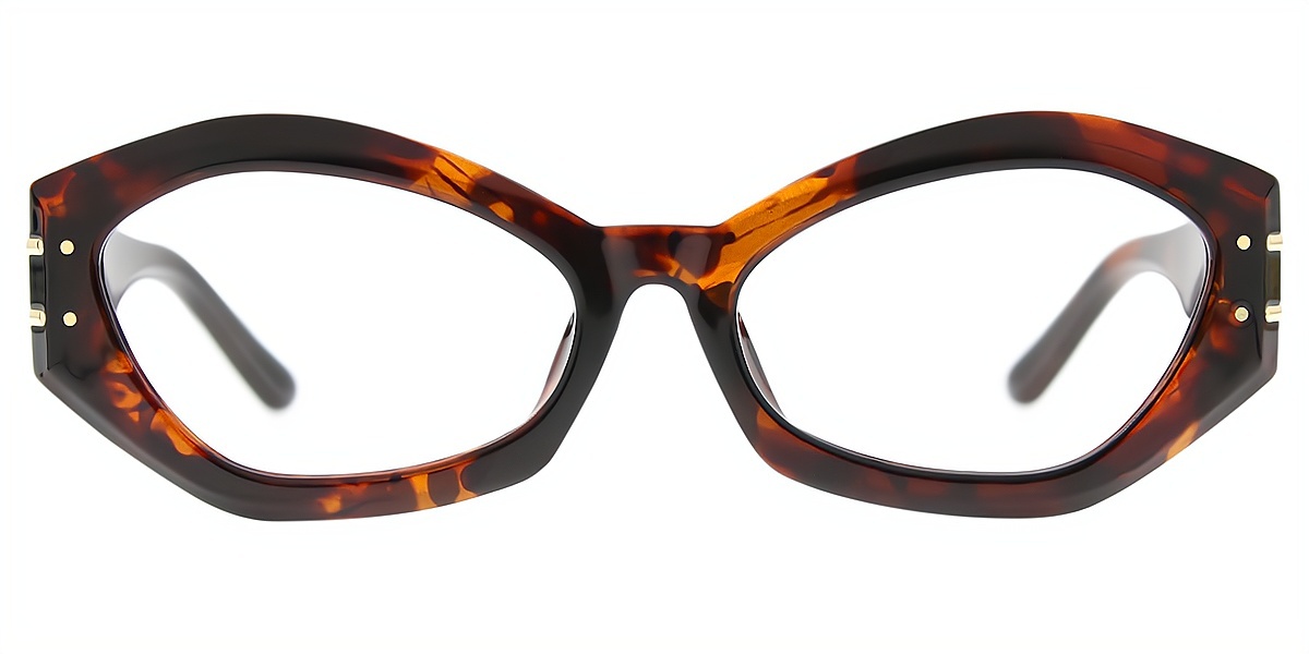 Tortoise Geometric Modish Plastic Eyeglasses