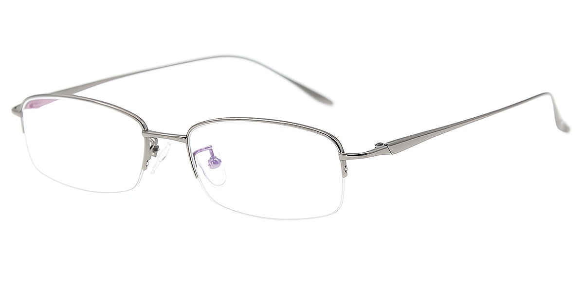Gray Rectangle Simple Titanium Eyeglasses