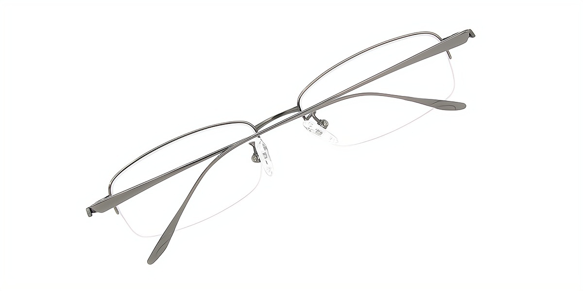 Gray Rectangle Simple Titanium Eyeglasses