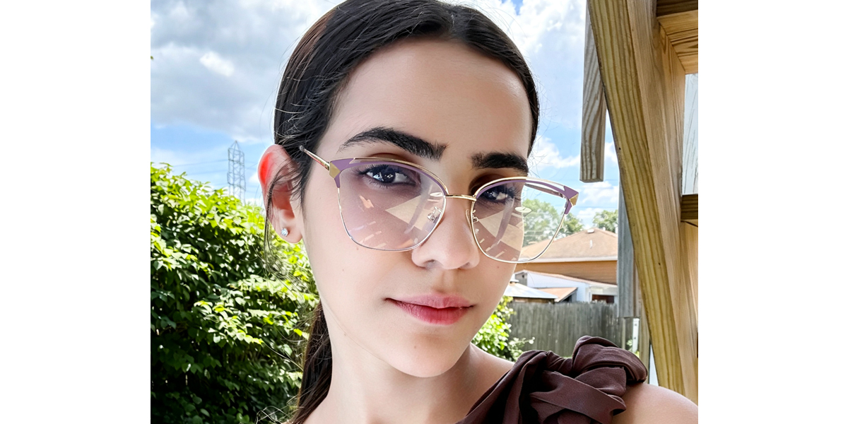 Purple Cat Eye Exquisite Metal Eyeglasses