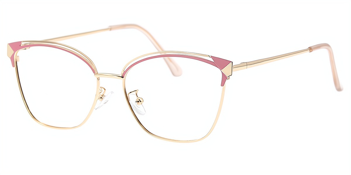 Pink Cat Eye Exquisite Metal Eyeglasses