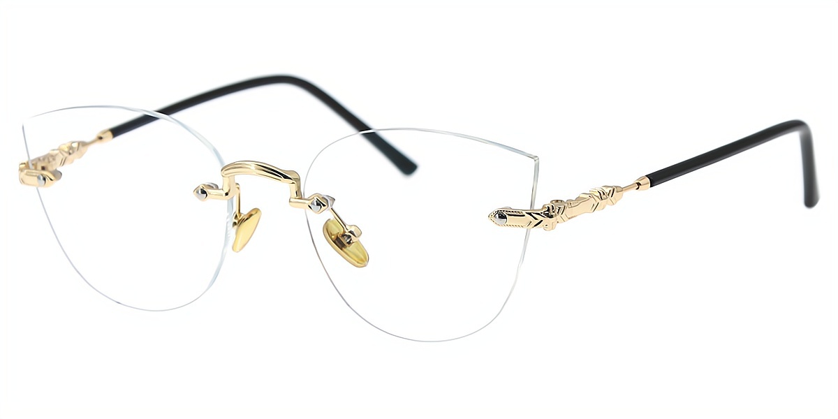 Golden Cat Eye Metal Eyeglasses