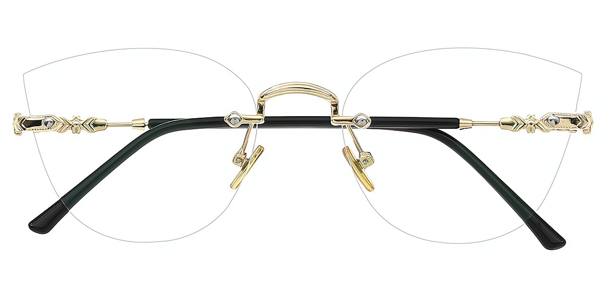Golden Cat Eye Metal Eyeglasses