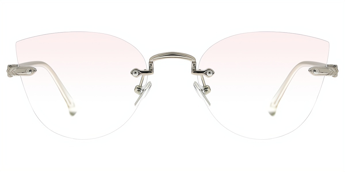 Silver Cat Eye Metal Eyeglasses