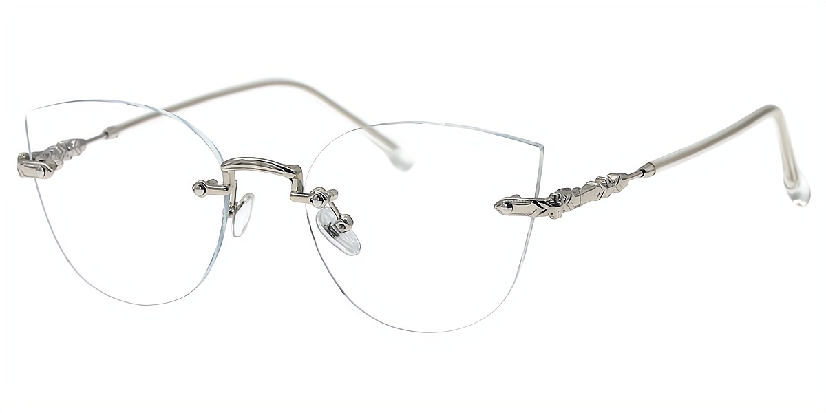 Silver Cat Eye Metal Eyeglasses