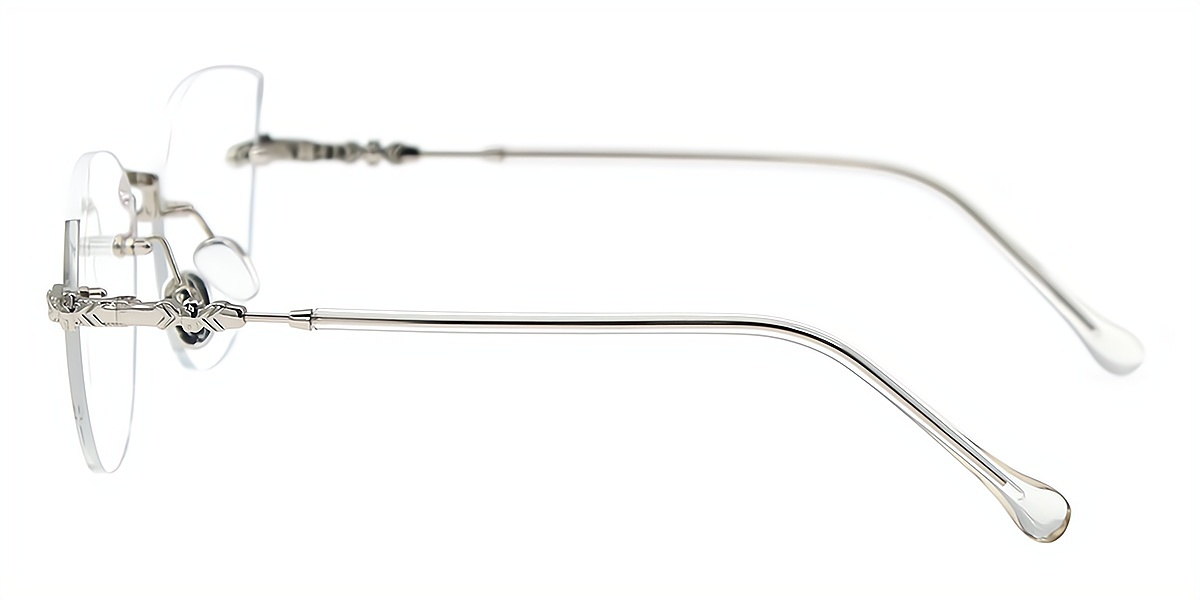 Silver Cat Eye Metal Eyeglasses