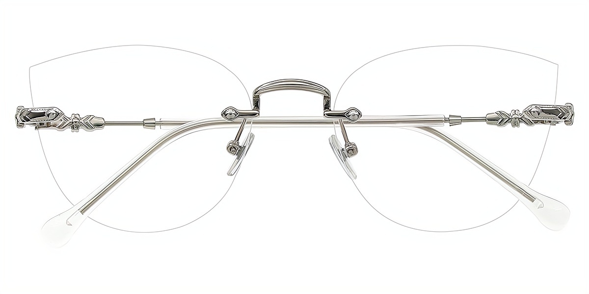Silver Cat Eye Metal Eyeglasses