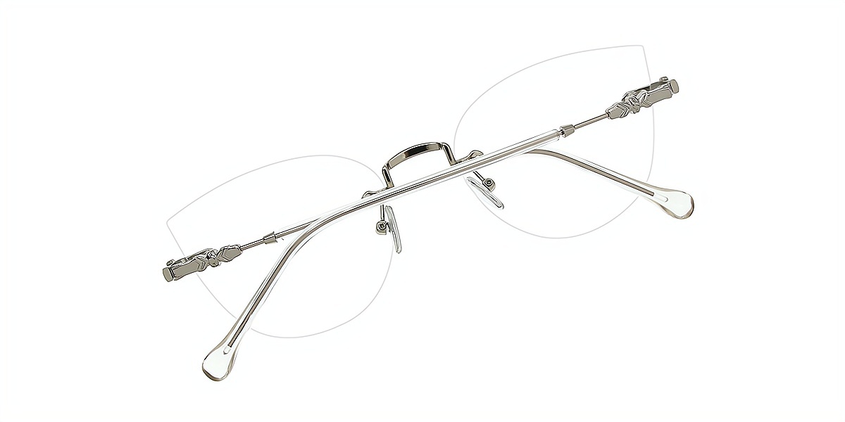 Silver Cat Eye Metal Eyeglasses