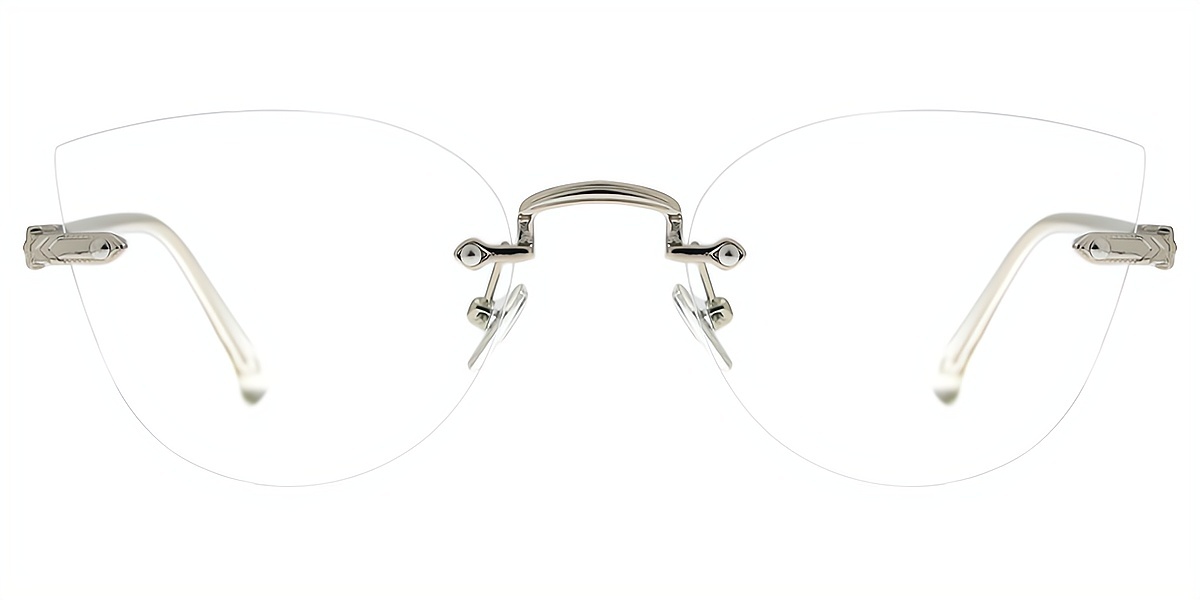 Silver Cat Eye Metal Eyeglasses