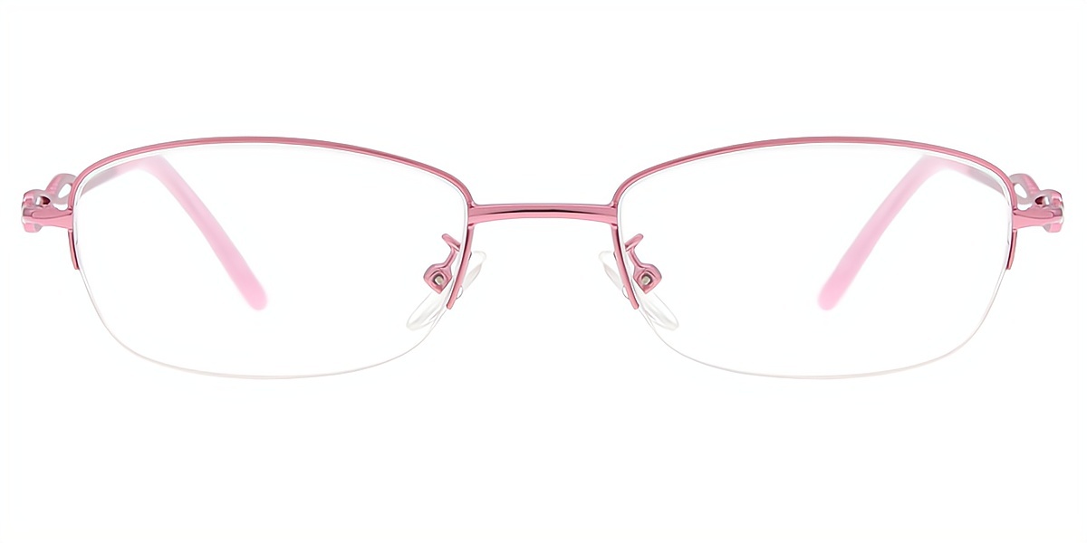 Pink Oval Elegant Metal Eyeglasses