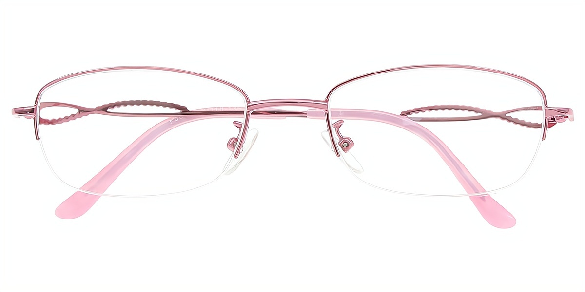Pink Oval Elegant Metal Eyeglasses