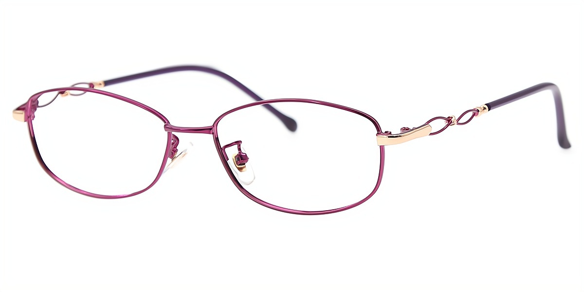 Purple Oval Elegant Metal Eyeglasses