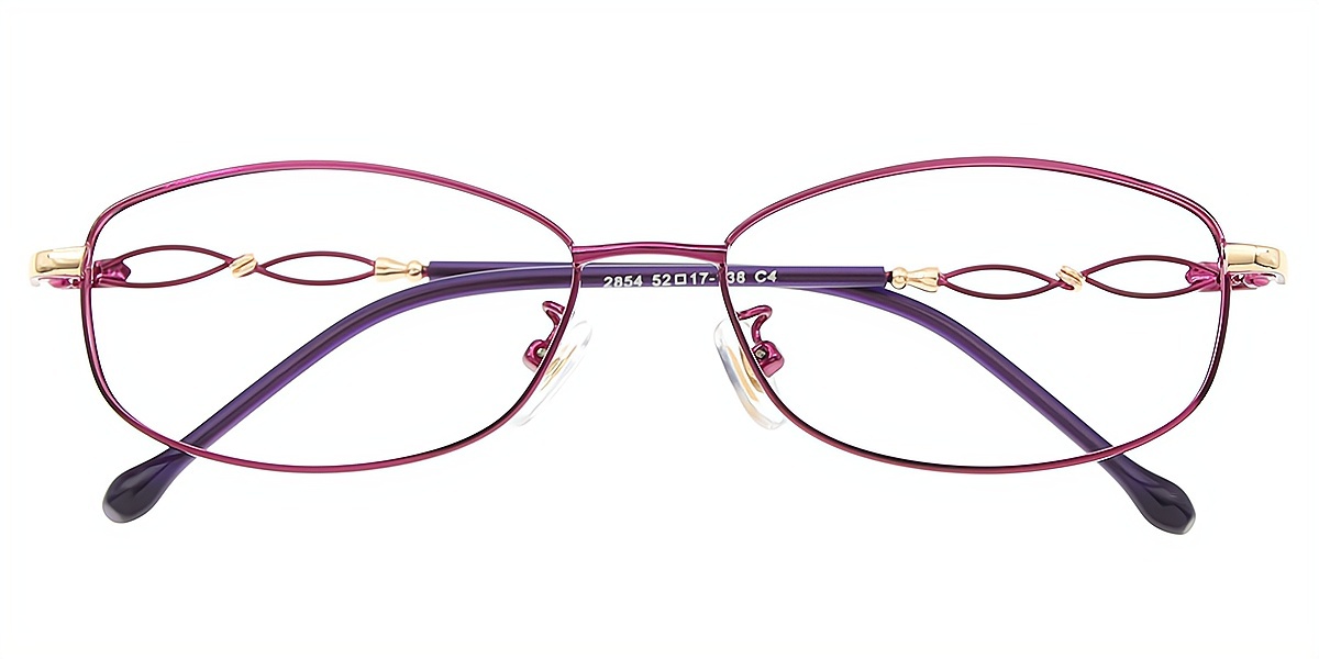 Purple Oval Elegant Metal Eyeglasses