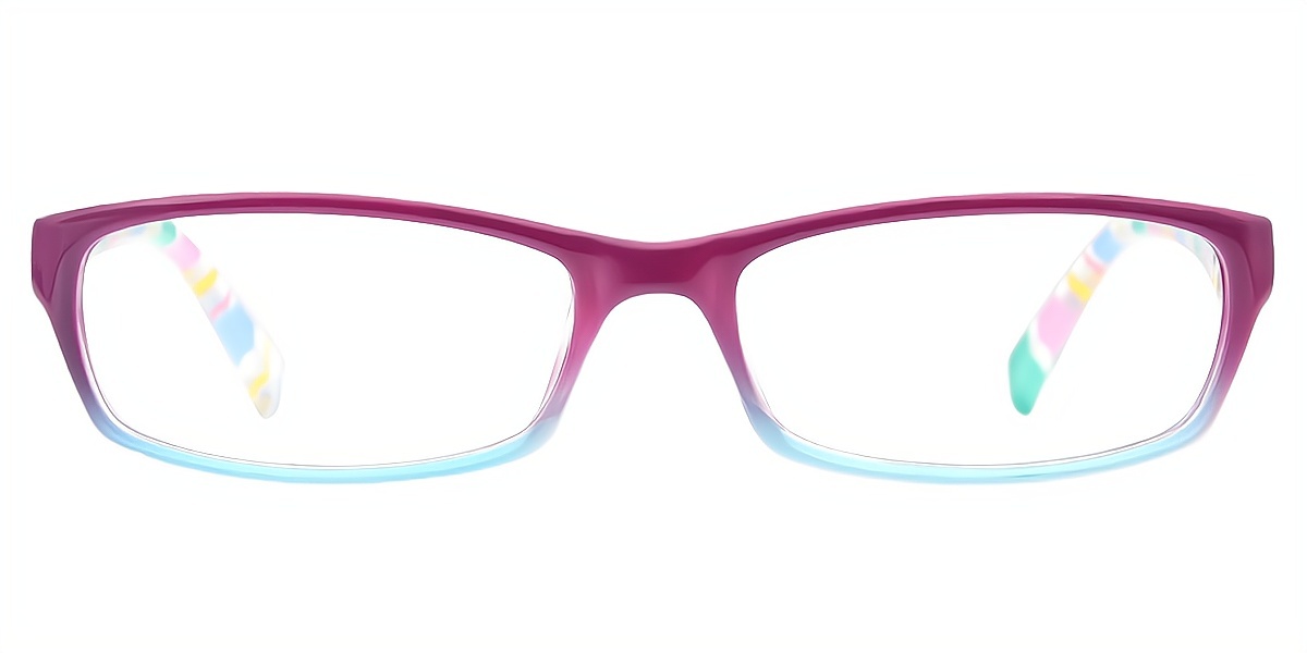 Purple Blue Rectangle Chic Plastic Eyeglasses