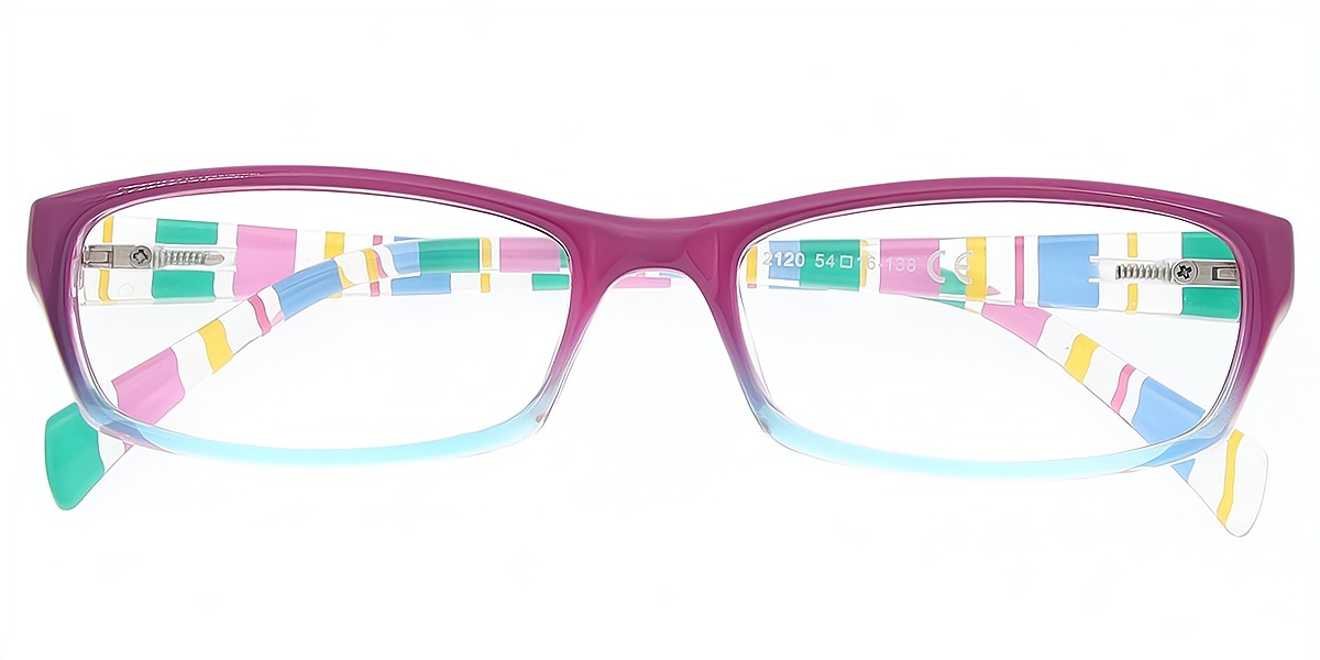 Purple Blue Rectangle Chic Plastic Eyeglasses
