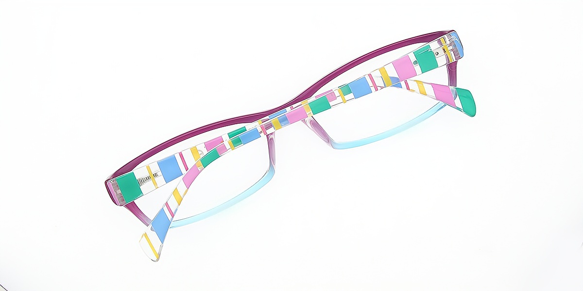 Purple Blue Rectangle Chic Plastic Eyeglasses