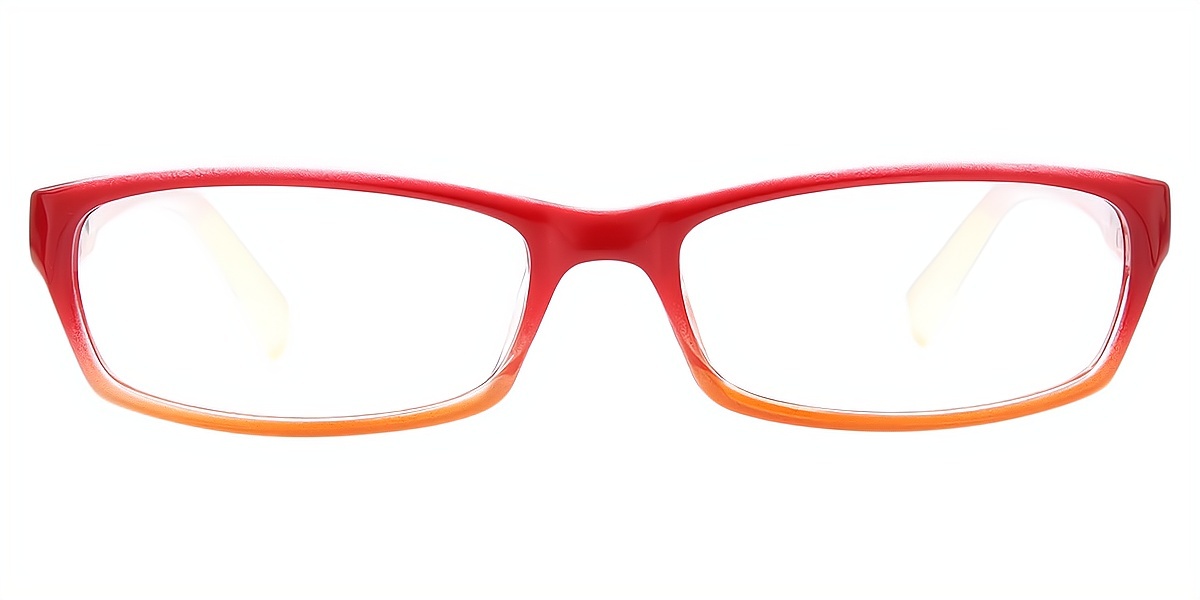 Red Orange Rectangle Chic Plastic Eyeglasses