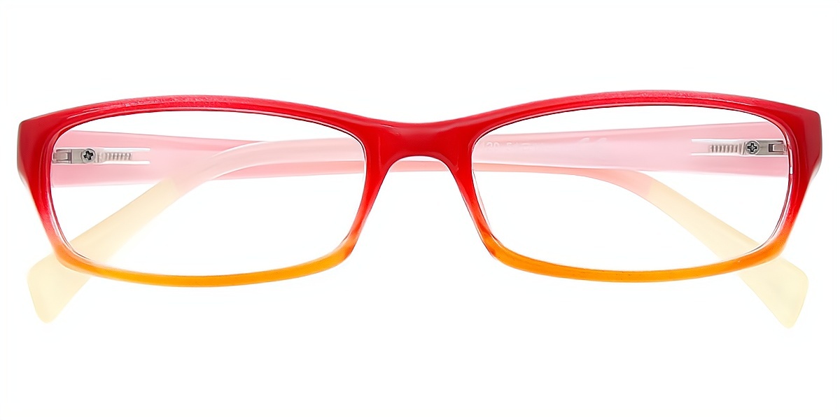 Red Orange Rectangle Chic Plastic Eyeglasses