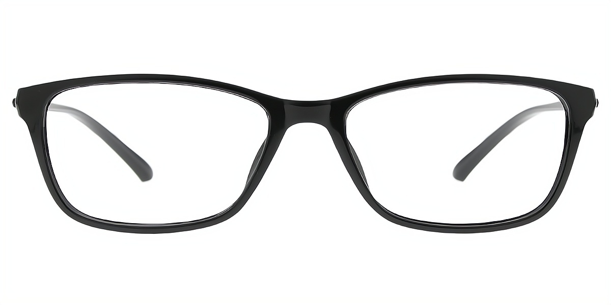 Black Rectangle Retro Plastic Eyeglasses