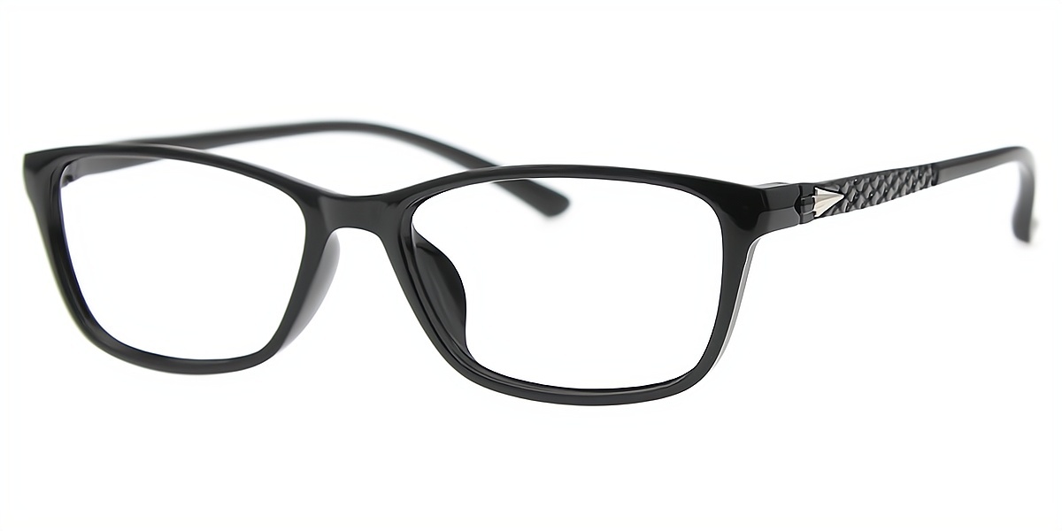 Black Rectangle Retro Plastic Eyeglasses