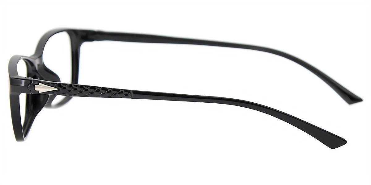 Black Rectangle Retro Plastic Eyeglasses