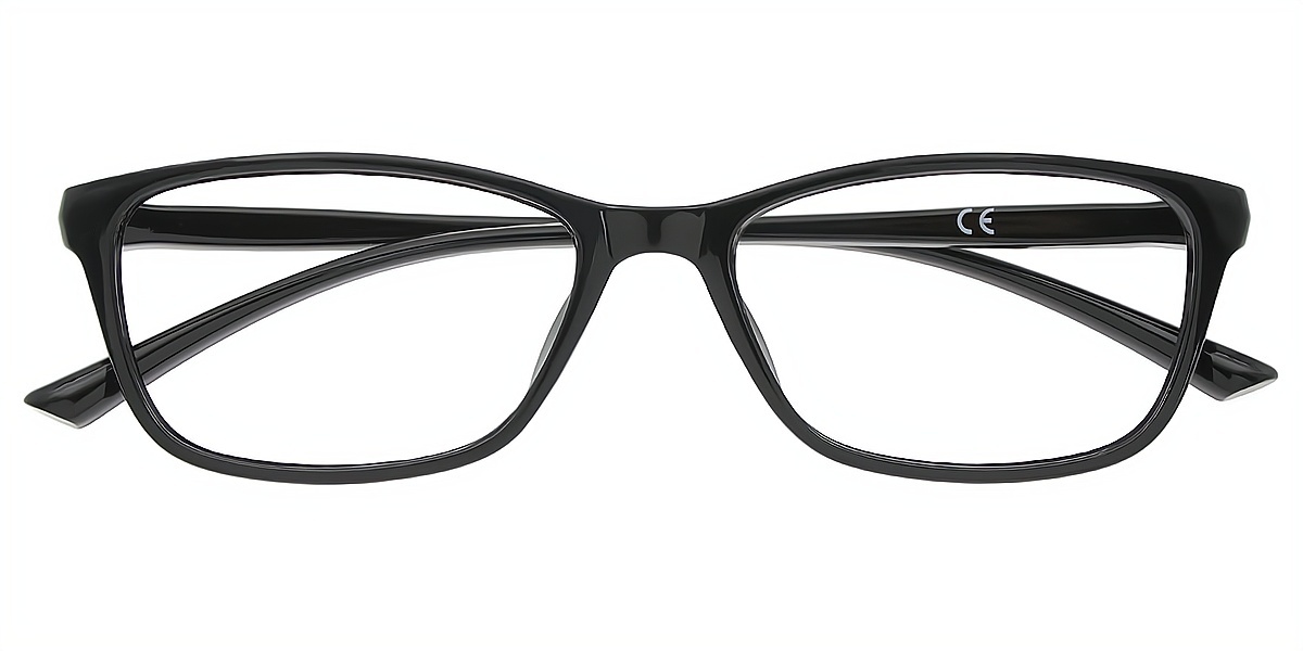 Black Rectangle Retro Plastic Eyeglasses